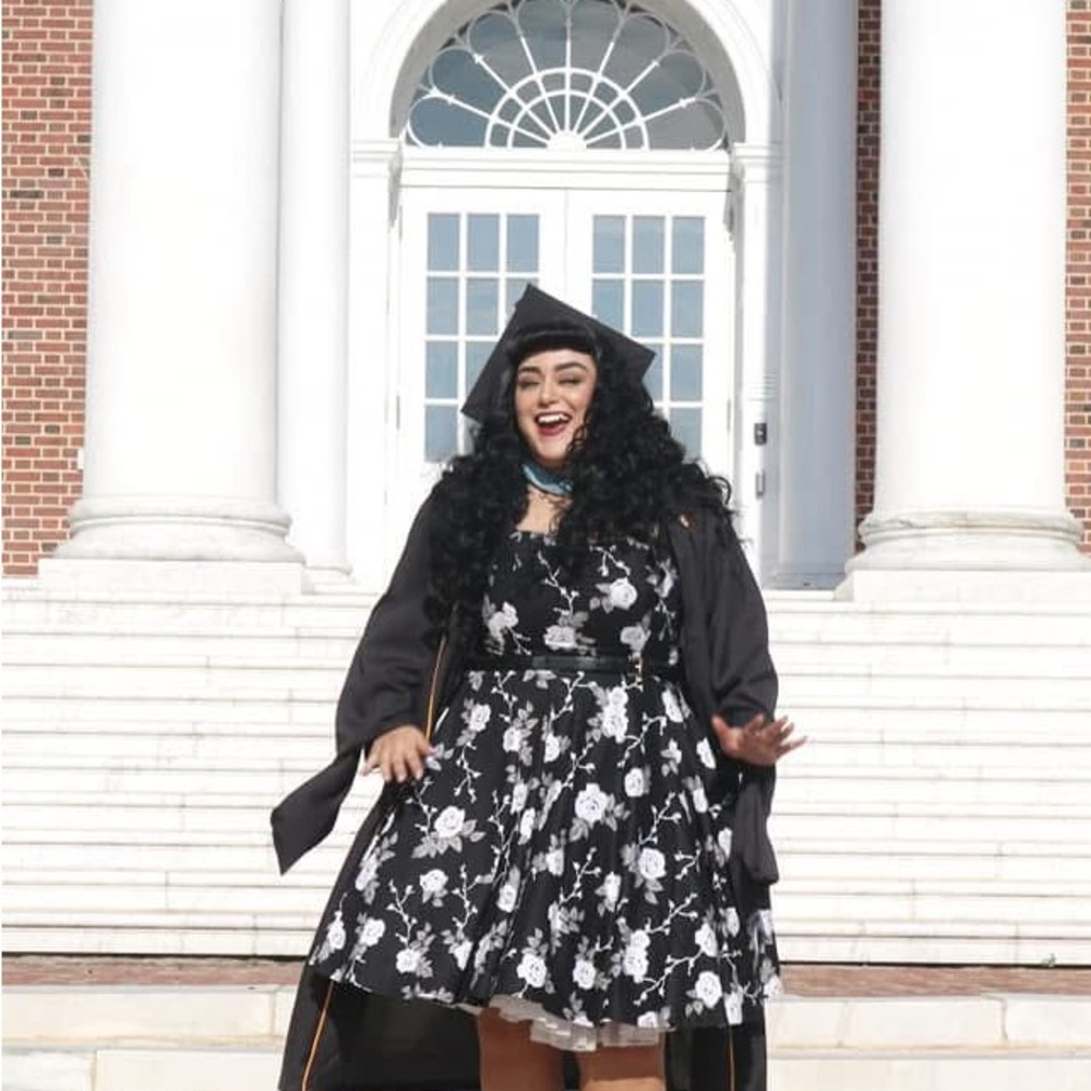 Hell Bunny Black and White Floral Fit & Flare Mini Dress